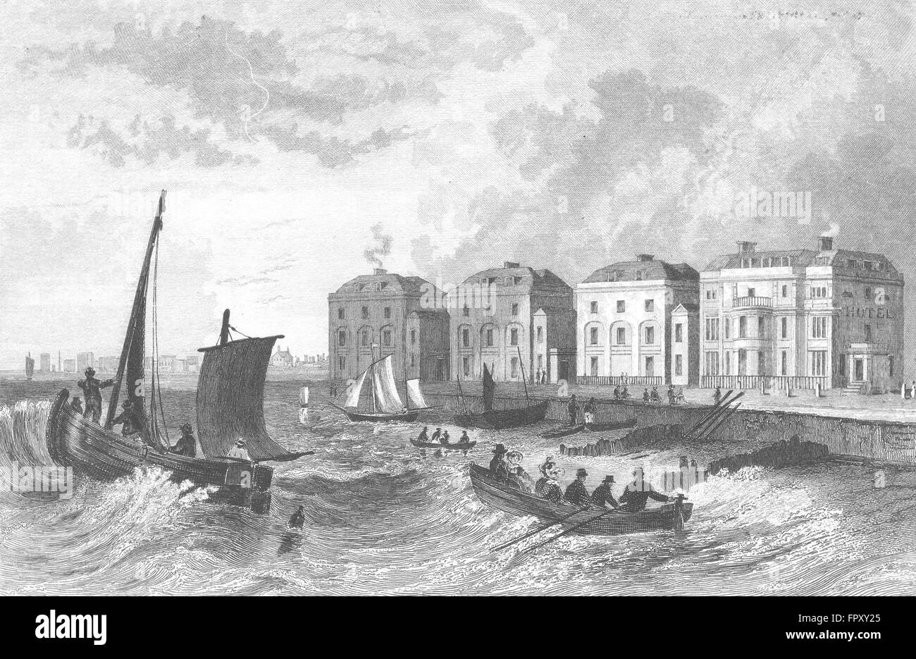 SUSSEX: Bognor: Bartlett im Ruderboot, antique print 1835 Stockfoto