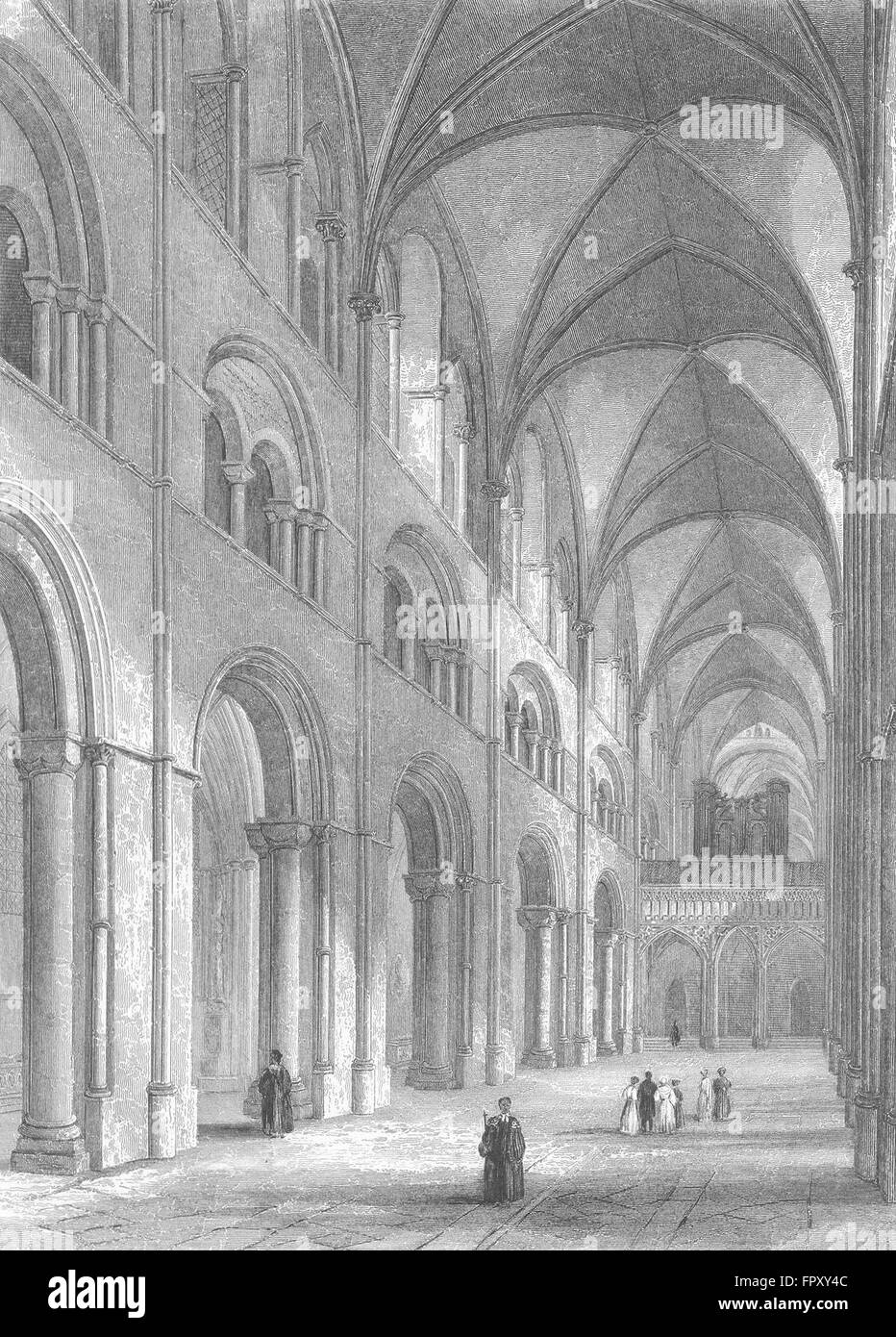 SUSSEX: Chichester Cathedral Kirchenschiff, antiken print 1860 Stockfoto