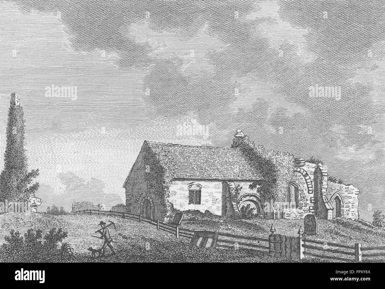 SUSSEX: Bramber Kirche: Grose, antiken print 1783 Stockfoto