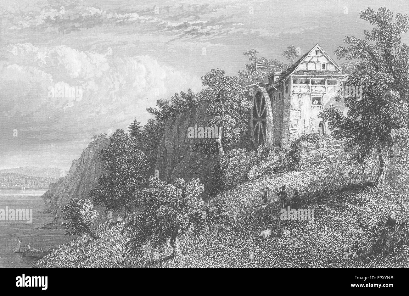 Deutschland: Mühle von Felsen, sich: Tombleson, antiken print 1830 Stockfoto