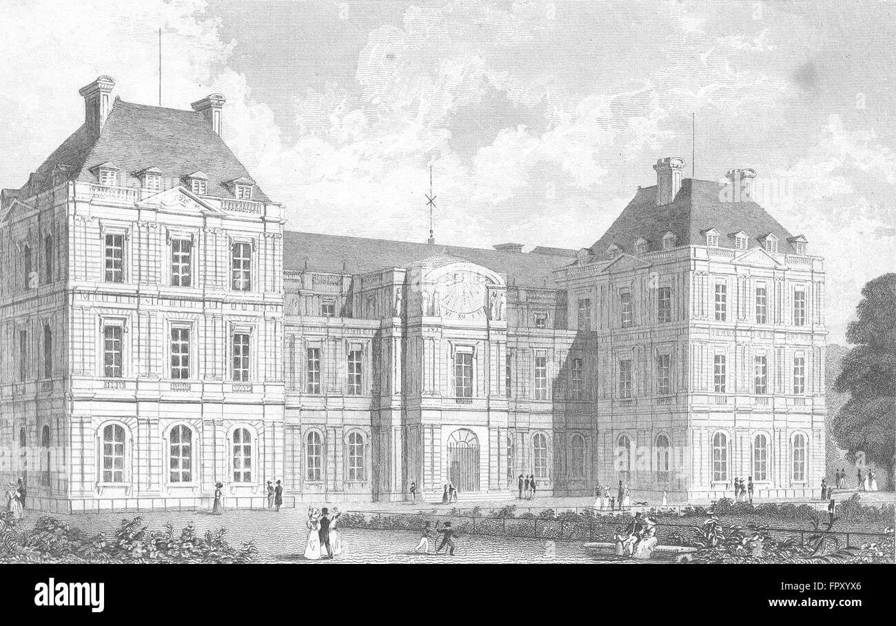 PARIS: Palast von Luxemburg: Frankreich: Pugin-Roberts, antique print 1828 Stockfoto