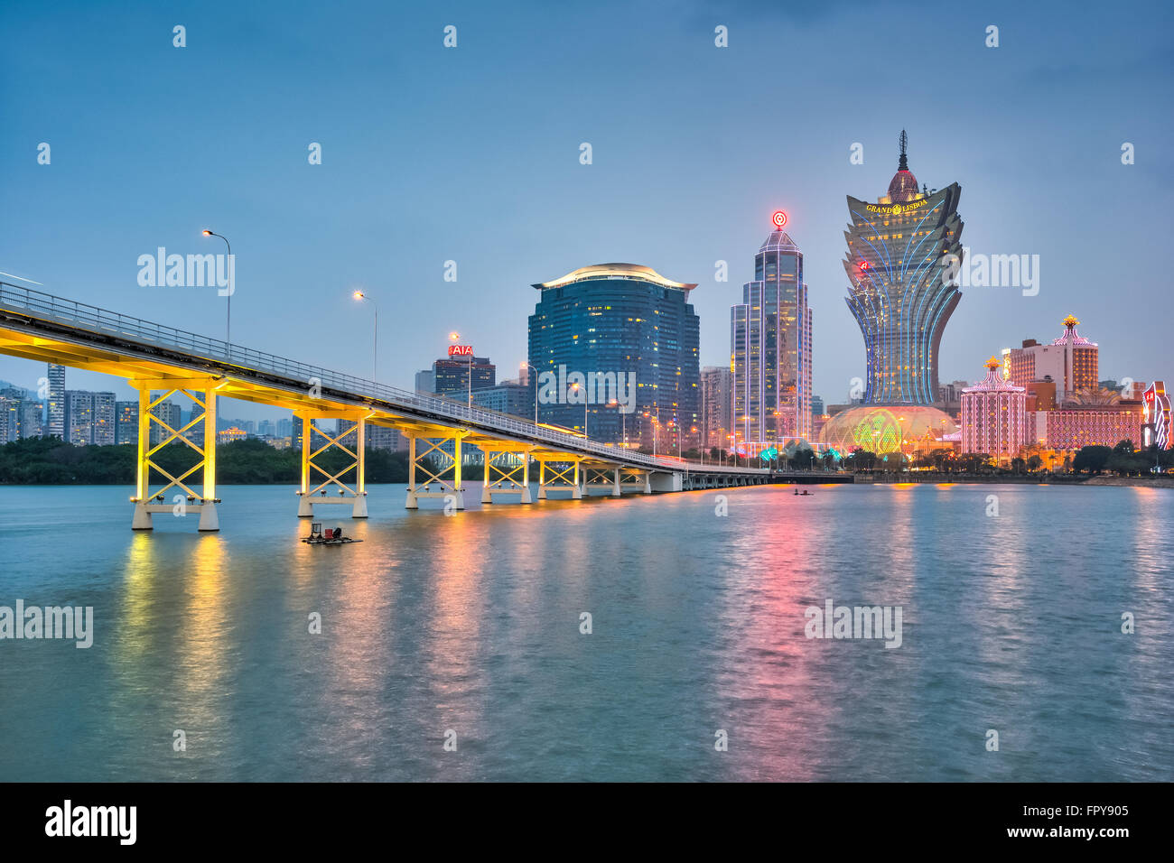 Macao, China - 11. März 2016: Ansicht von Macau-Stadt am See Stockfoto