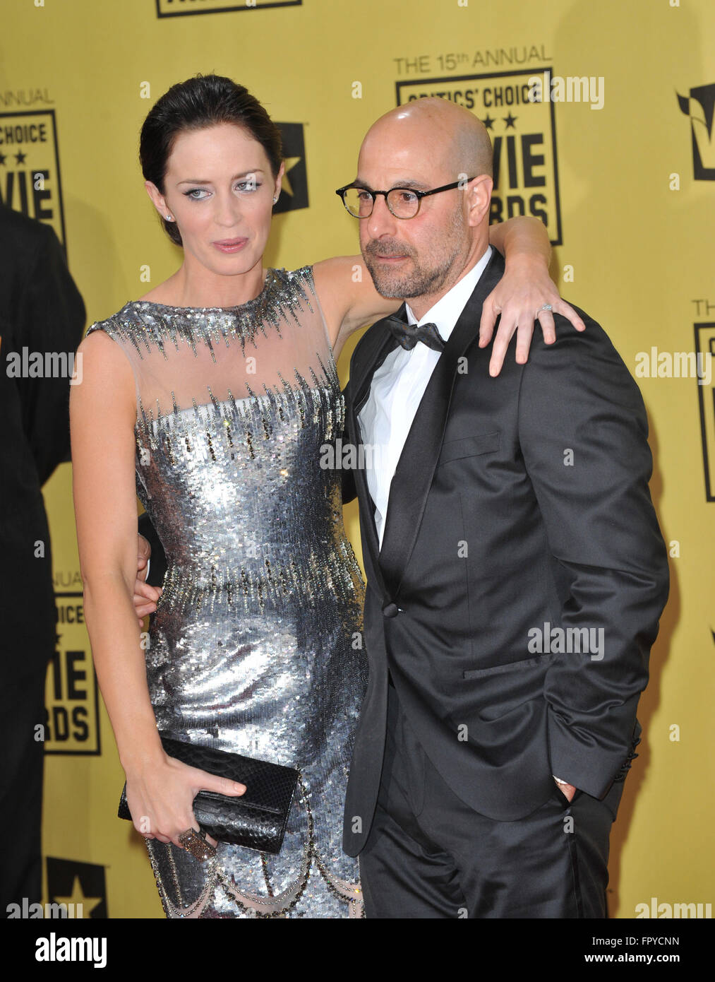 LOS ANGELES, CA - 15. Januar 2010: Stanley Tucci & Emily Blunt auf der 15. Annual Critics' Choice Movie Awards, präsentiert von der Broadcast Film Critics Association, an der Hollywood Palladium. Stockfoto