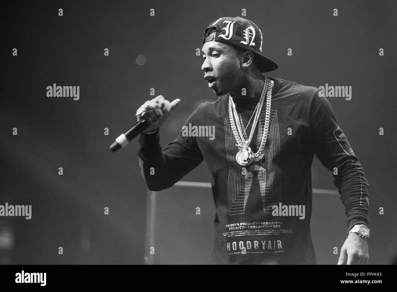 Moskau - 22. November 2014: amerikanische Rap Sänger Tyga ausführen im Raum Moskau Nachtclub in Russland Stockfoto