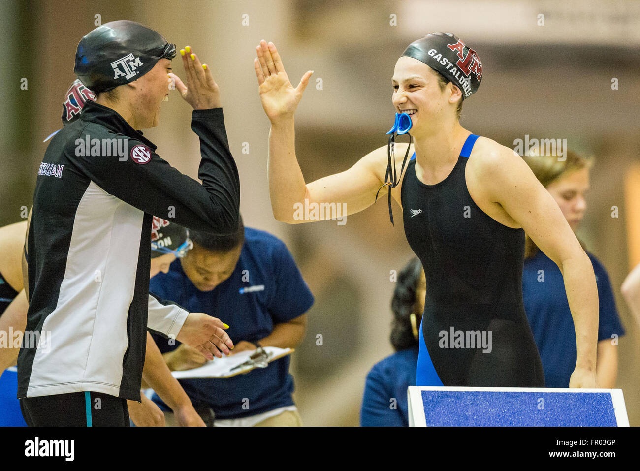 Texas A & M Schwimmer Gastadello während der NCAA Frauen Schwimmen und Tauchen Meisterschaft auf Samstag, 19. März 2016 am Georgia Tech Campus Recreation Center in Atlanta, GA. Jacob Kupferman/CSM Stockfoto