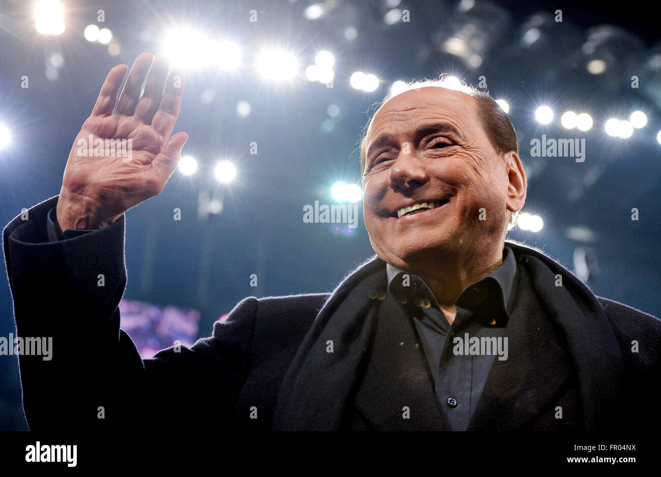 Mailand, Italien. 20 mar, 2016: Silvio Berlusconi vor der Serie A Fußballspiel zwischen AC Mailand und SS Lazio im Giuseppe Meazza Stadium in Mailand, Italien. Bildnachweis: Nicolò Campo/Alamy Live-Nachrichten Stockfoto