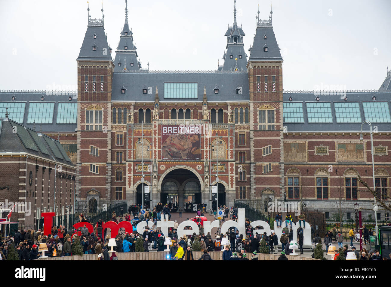 Eisbahn vor Rijksmuseum in Amsterdam holland Stockfoto