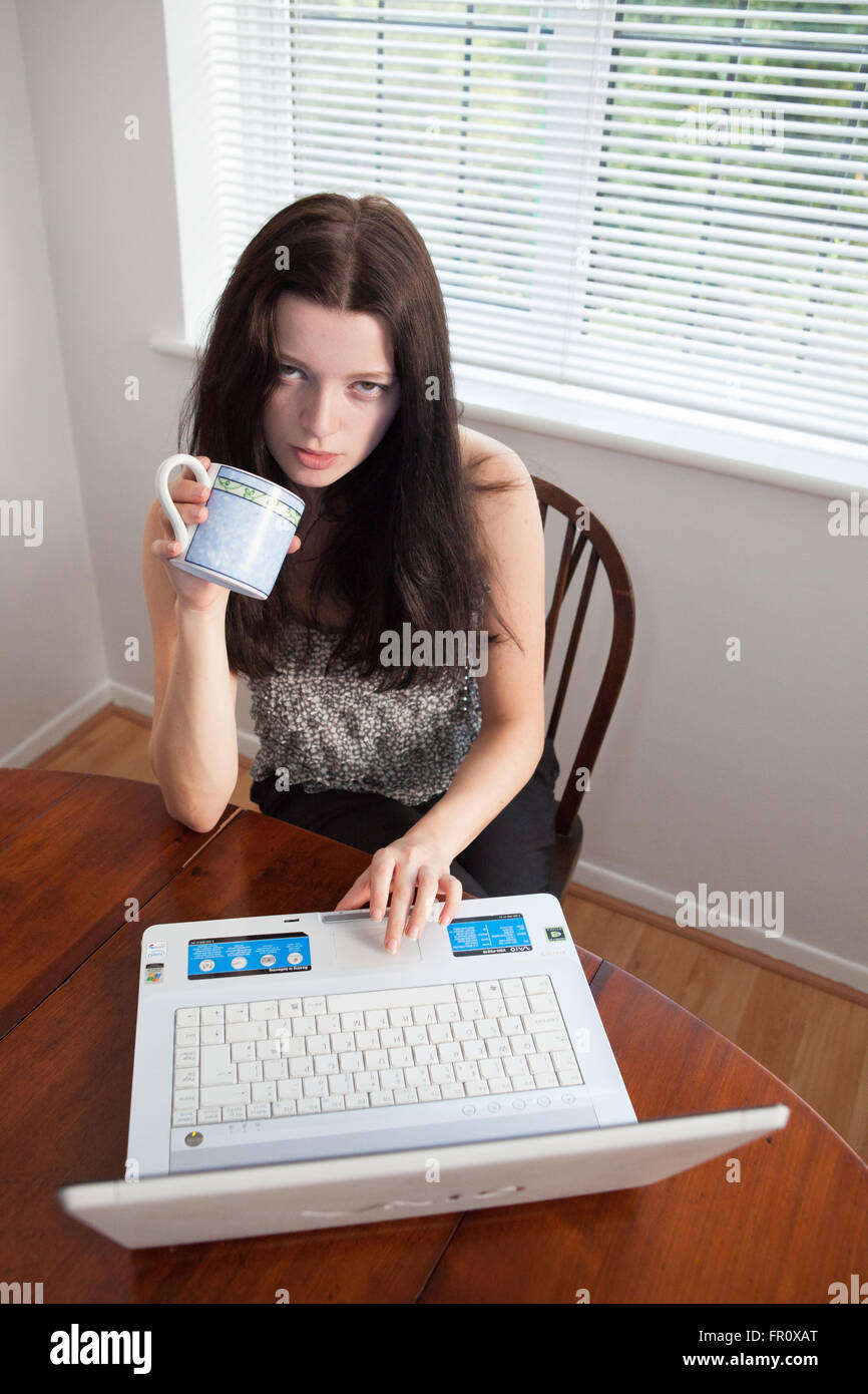 Frau auf Laptop-Computer im Büro zu Hause arbeiten Stockfoto