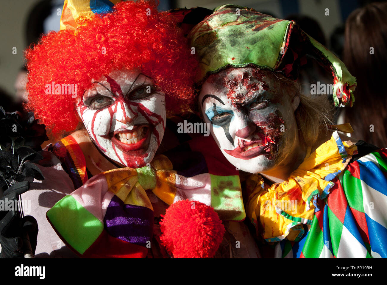 Clown Zombies auf einen Zombie Walk in Brighton, East Sussex, UK. Stockfoto