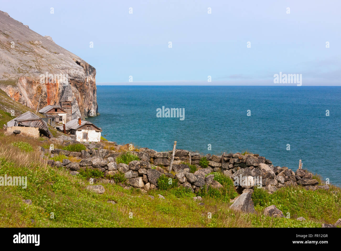 Settler es alte Haus, Kap Dezhnev, östlichste Ecke von Eurasia, russischen Fernen Osten Stockfoto