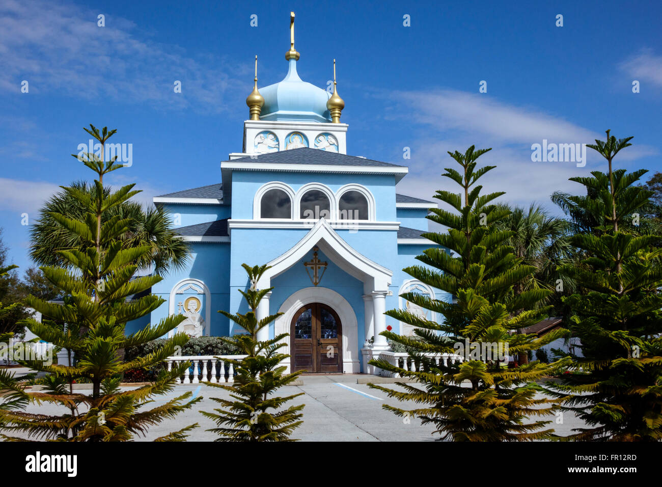 St. Saint Petersburg Florida, St. St. Andrew's Russisch-Orthodoxe Kirche, außen außen, vorne, Eingang, Besucher reisen Reisen Tour Tourismus Stockfoto