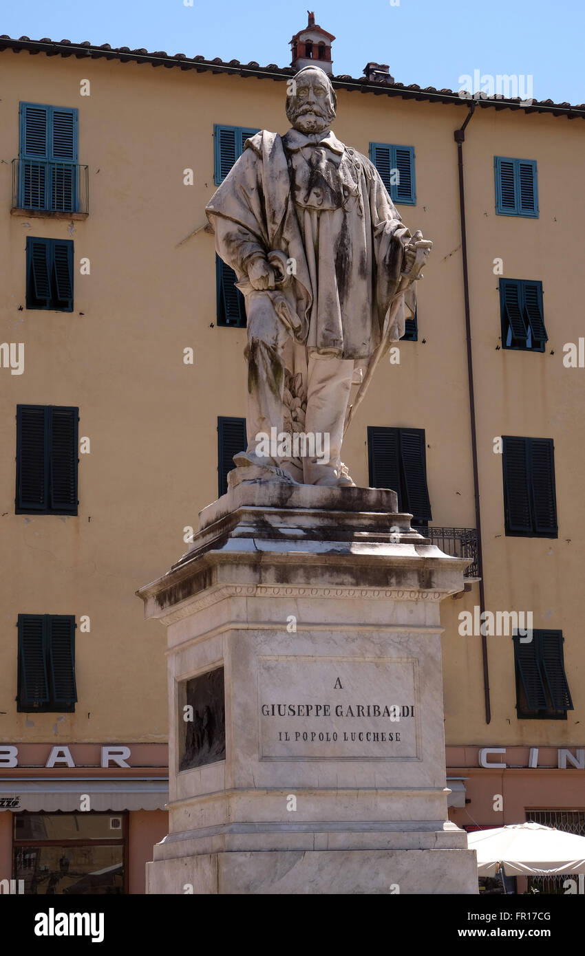 Giuseppe Garibaldi Statue von Urbano Lucchesi in Lucca, Italien, am 6. Juni 2015 Stockfoto