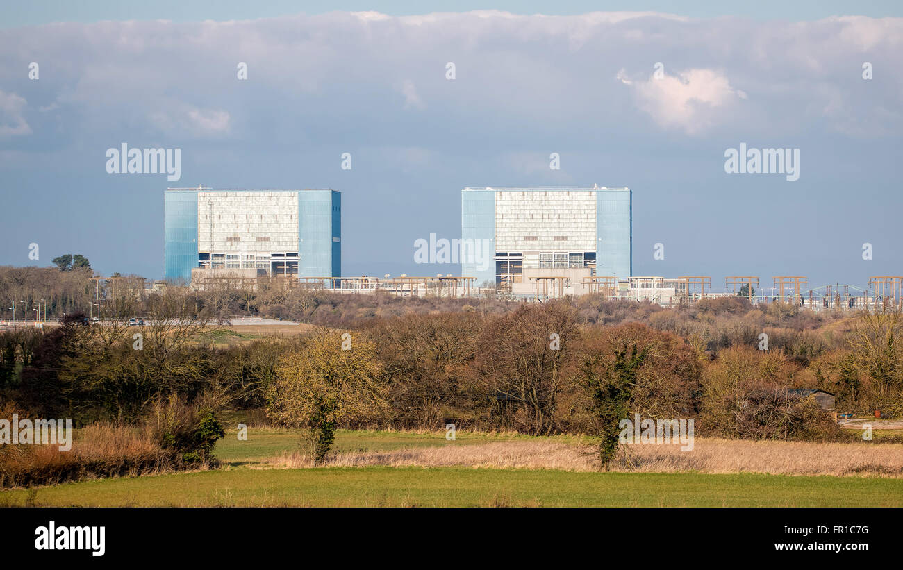 Somerset, UK - 28. Februar 2016: Hinkley Point Nuclear Power Station Somerset, UK. NUR ZUR REDAKTIONELLEN VERWENDUNG Stockfoto