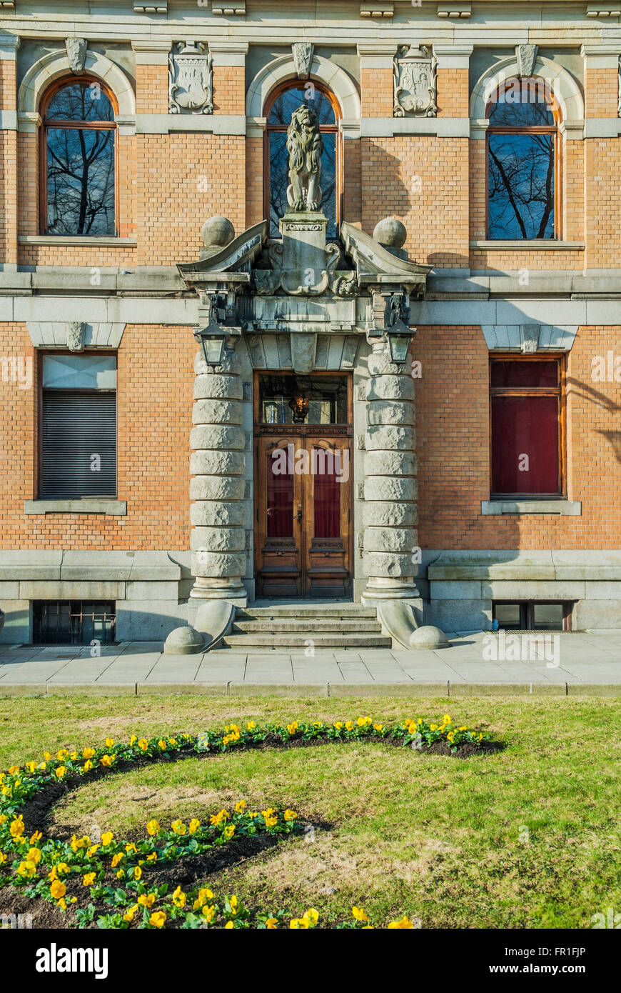 Das Nationaltheater Fassaden Oslo Norwegen Stockfoto