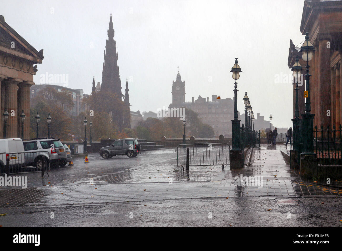 ein Regentag in Edinburgh, Schottland Stockfoto