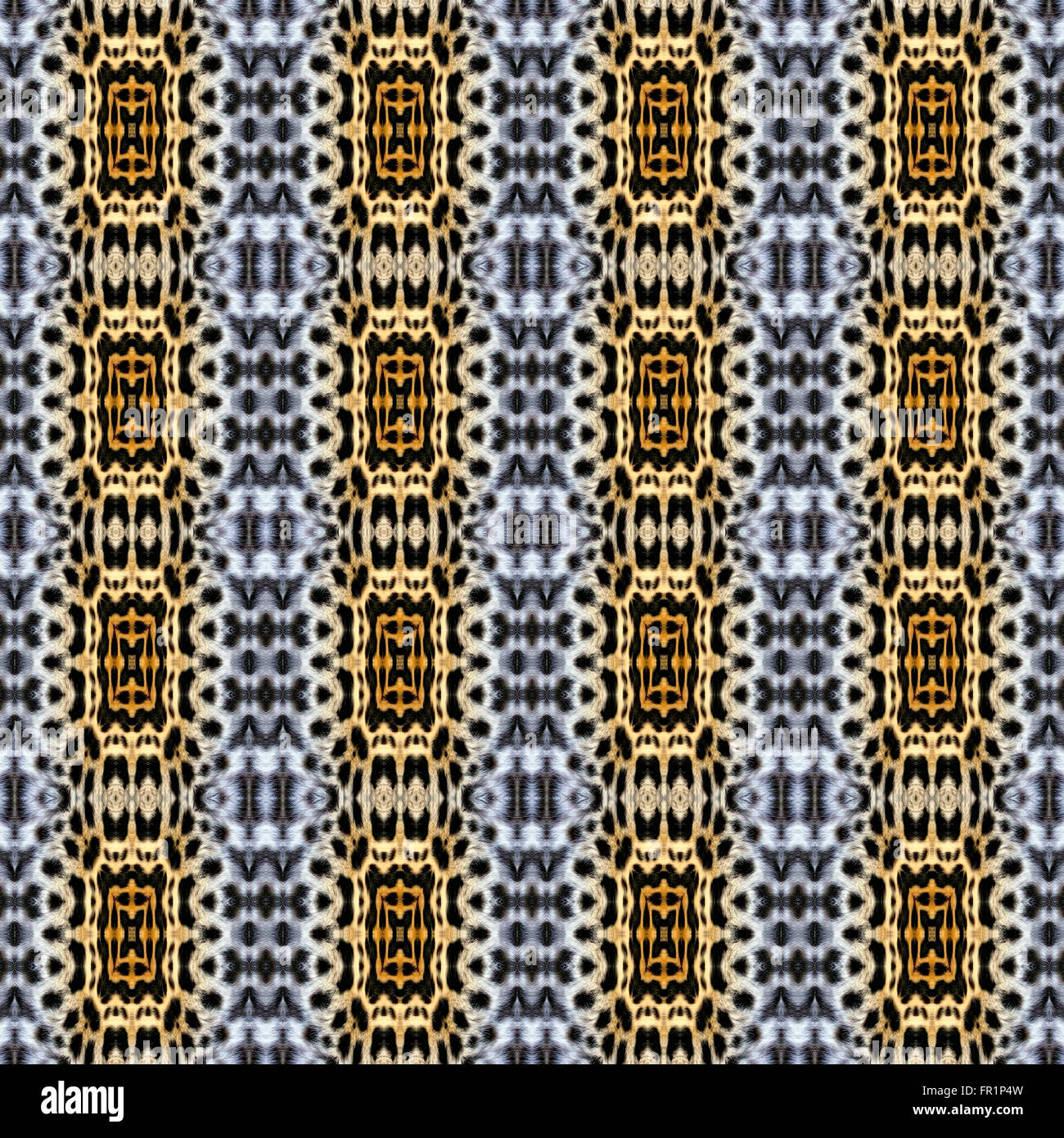 Kaleidoskop abstrakten Hintergrund. Nahtlose Muster. Basierend auf Leopard Fell. Stockfoto