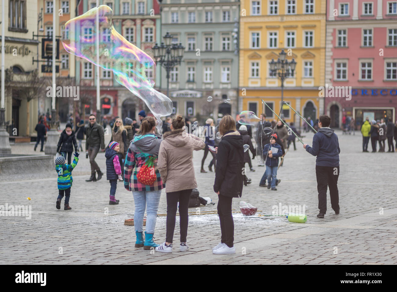Seifenblasen-Hersteller Breslauer Altmarkt Stockfoto