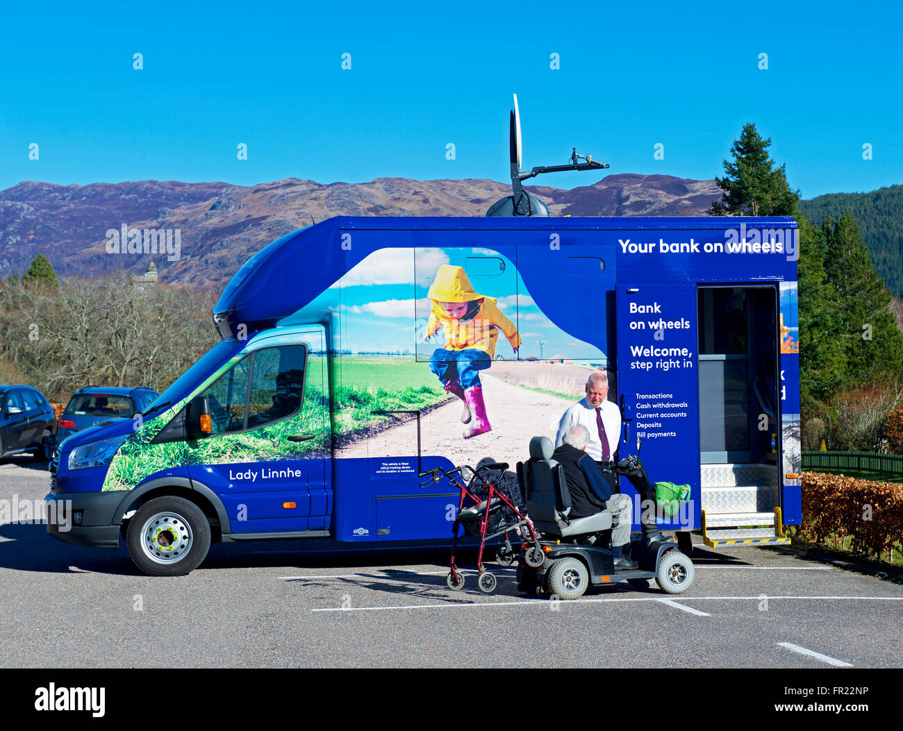 Mobile Bank von Schottland van bietet einen Banking-Service zu den ländlichen Gebieten, Schottland, Vereinigtes Königreich Stockfoto