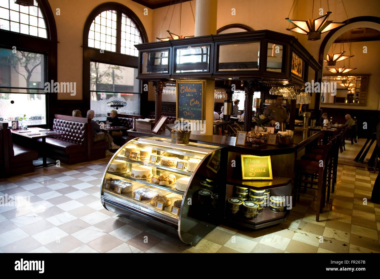 Die Vintage Café im Jahre 1886 Driskill Hotel in Austin, Texas, USA Stockfoto