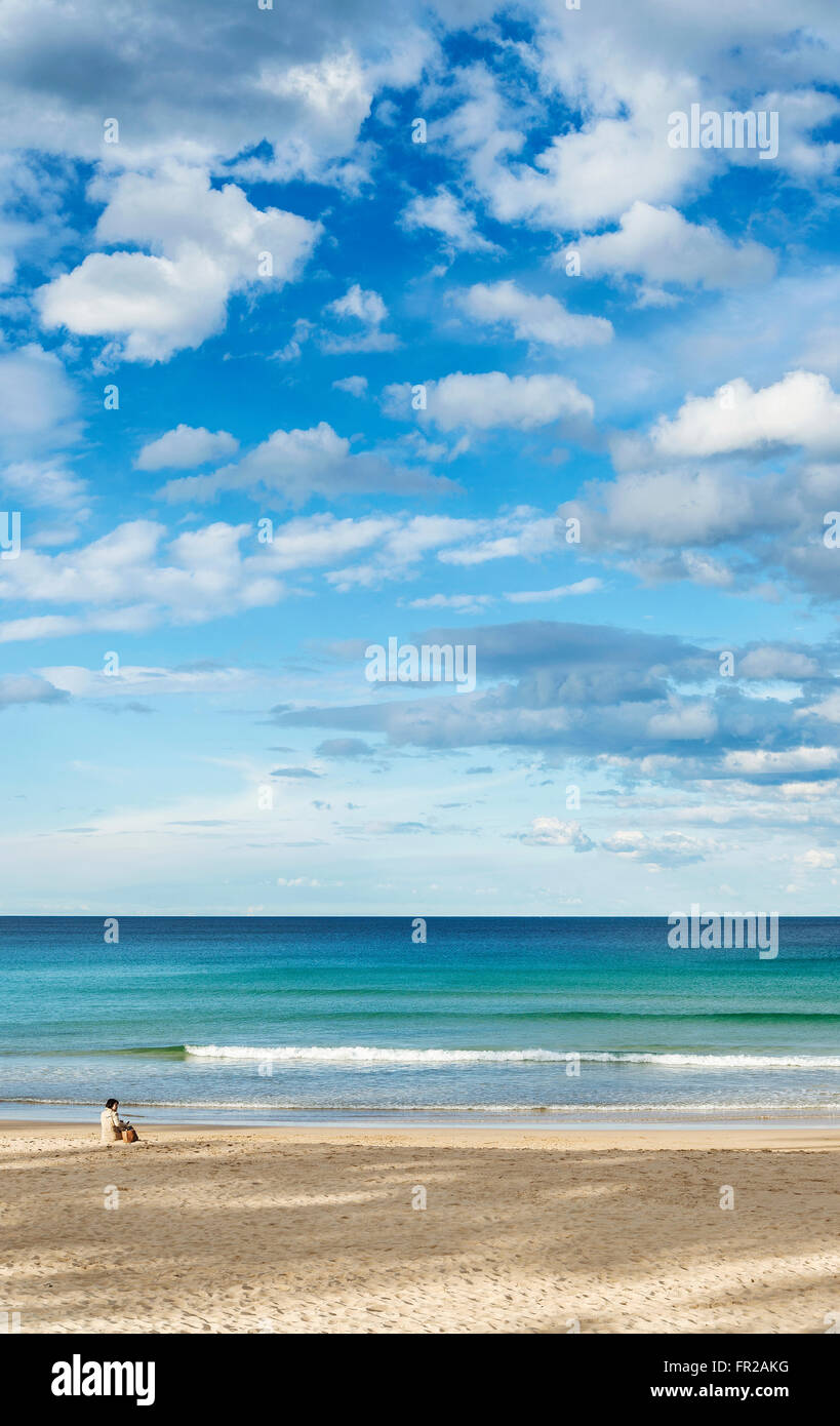 einsame einsame Frau leer manly Beach Nord Sydney Australien Stockfoto