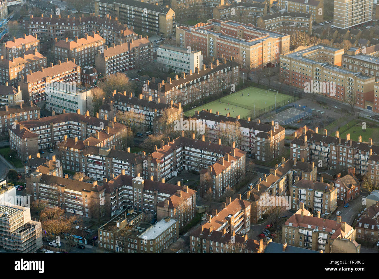 Kings College London, Tabard Street, Southwark Luftbild Stockfoto