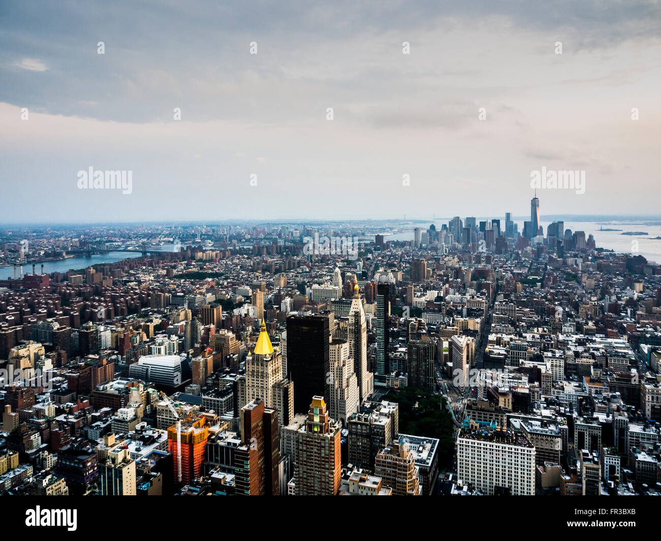 Blick auf Lower Manhattan vom Empire State Building, New York City, USA. Stockfoto