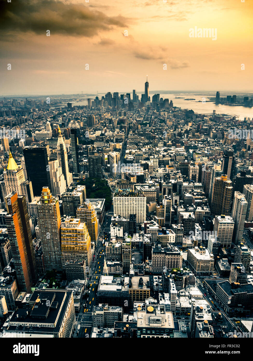 Blick auf Lower Manhattan vom Empire State Building, New York City, USA. Stockfoto