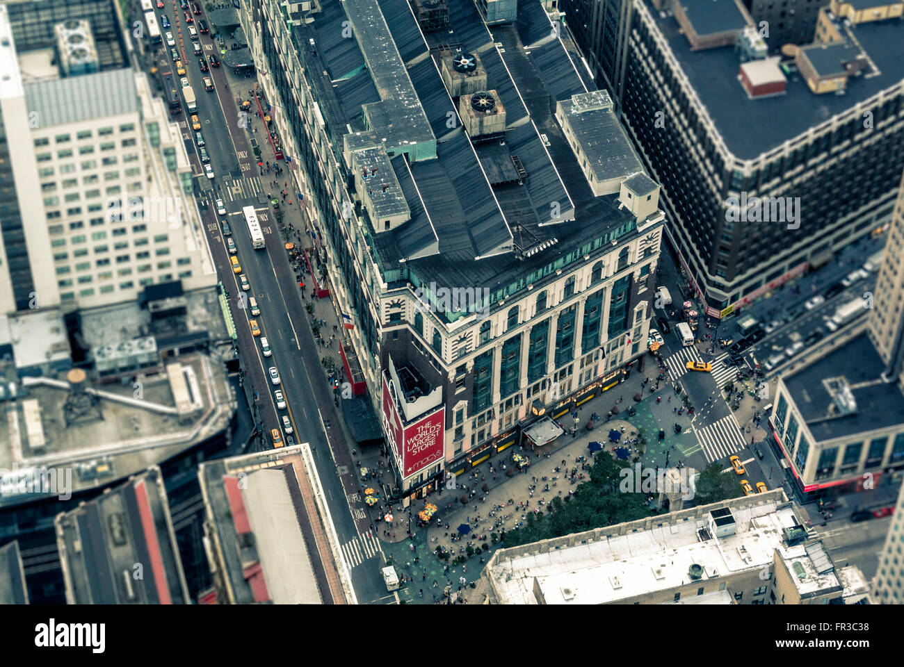 Macy's Kaufhaus, New York City. Luftaufnahme vom Empire State Building, USA. Stockfoto