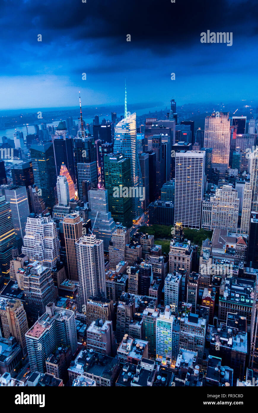 Blick in Richtung Upper Manhattan vom Empire State Building, New York City, USA. Stockfoto