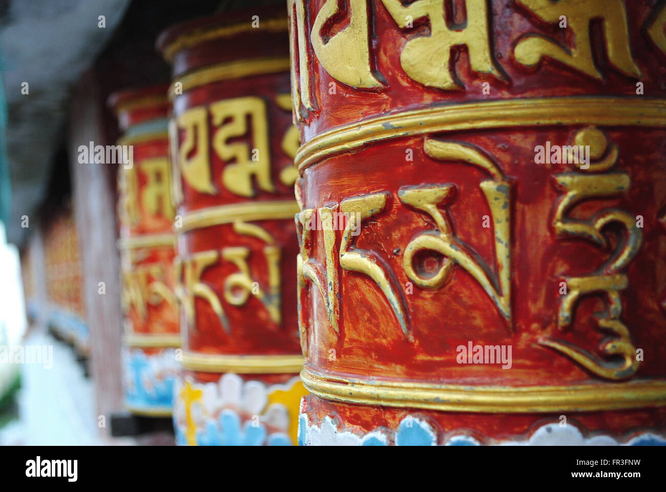 Gebetsmühlen in Sikkim. Stockfoto