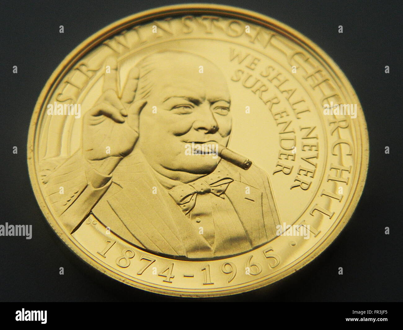 Churchill-Gedenkmünze Stockfoto