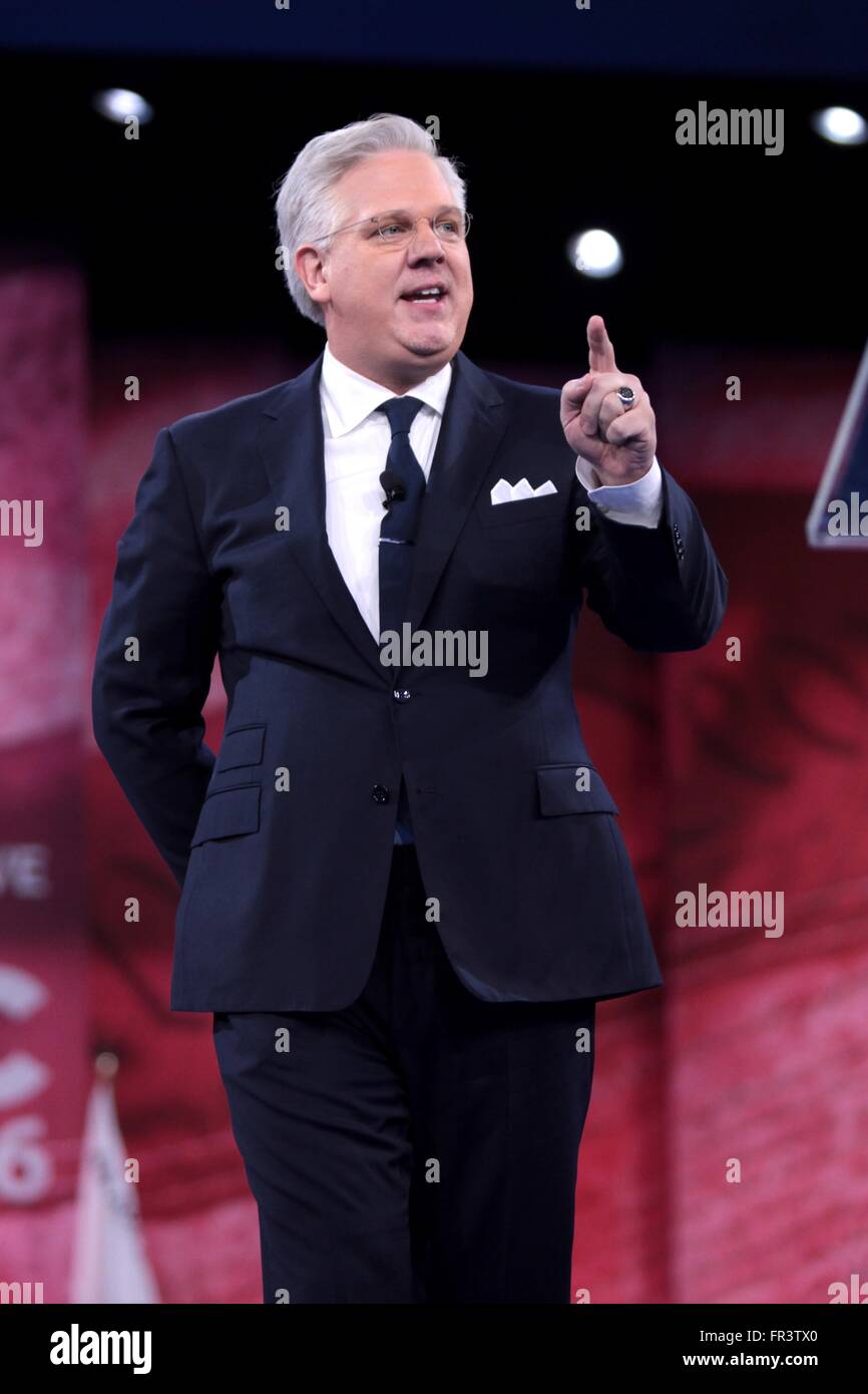 Politischer Kommentator Glenn Beck während der amerikanischen Konservativen Union CPAC Jahreskonferenz am National Harbor 5. März 2016 in Oxon Hill, Maryland. Stockfoto