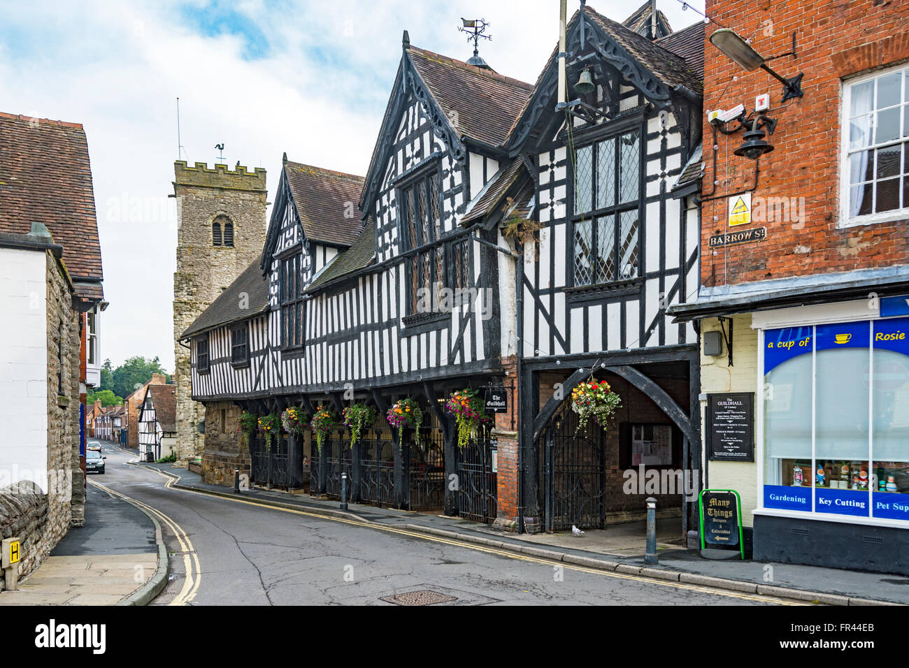 Die Guildhall und Buttermarkt (16. Jahrhundert), Willmore Street, Much Wenlock, Shropshire, England, UK Stockfoto