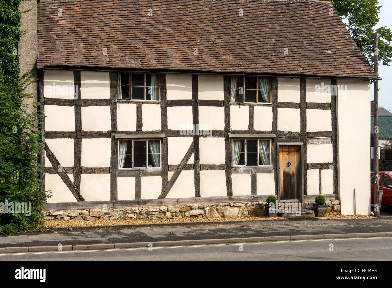 Historische Fachwerkgebäude auf Bridgnorth Road, Much Wenlock, Shropshire, England, UK Stockfoto