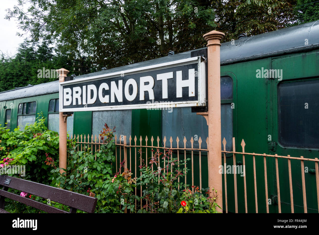 Melden Sie sich am Bahnhof, Severn Valley Railway, Bridgnorth, Shropshire, England, UK Stockfoto