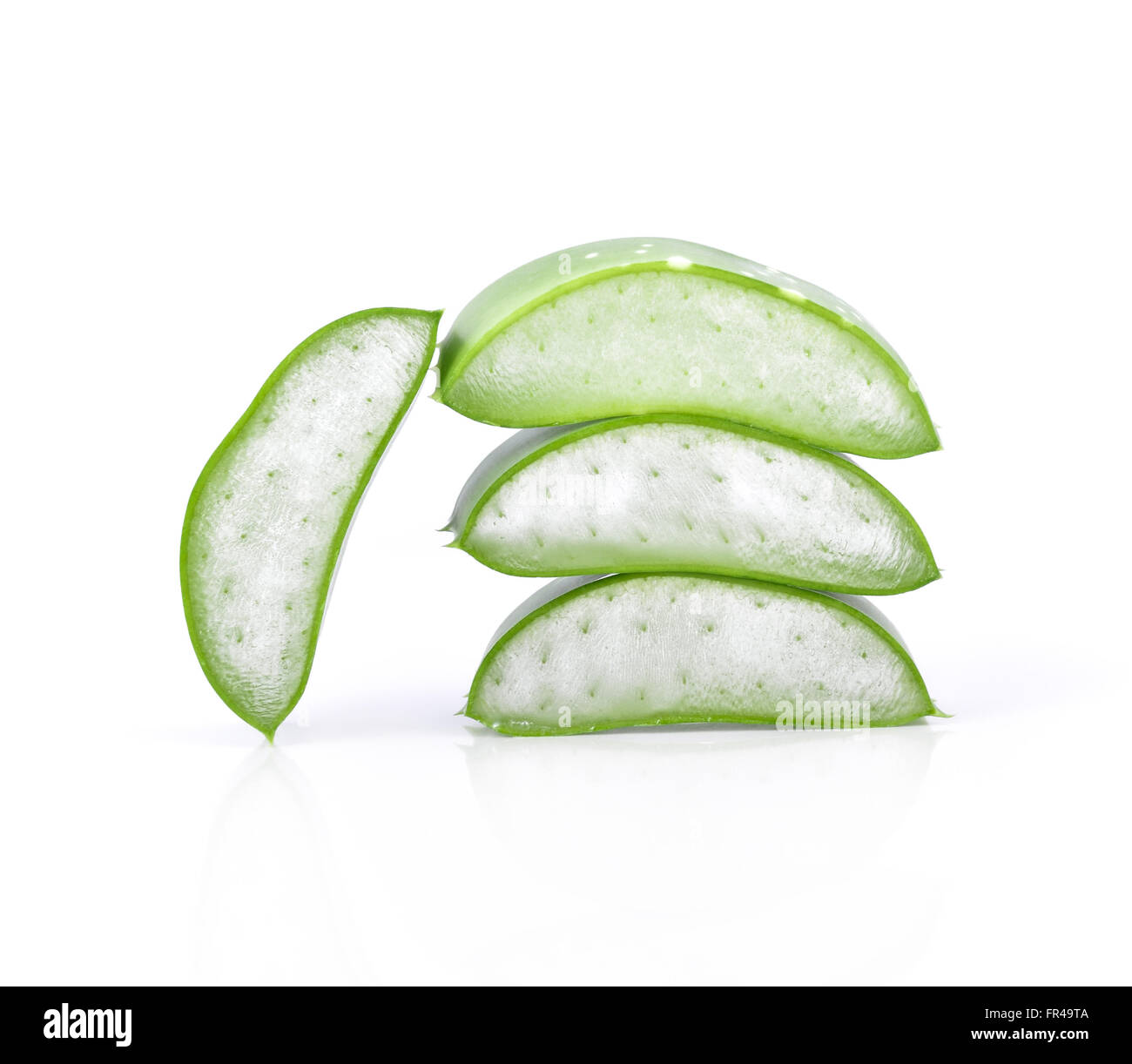 Aloe Vera frisches Blatt. isoliert auf weiß Stockfoto