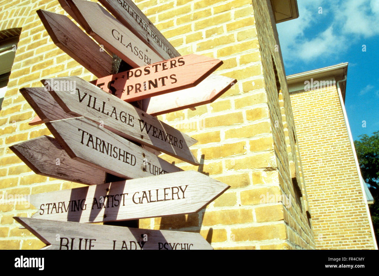 La Villita, ursprünglichen Siedlung San Antonio, ist jetzt von Werkstätten und Kunstgalerien, San Antonio, TX besetzt. Stockfoto