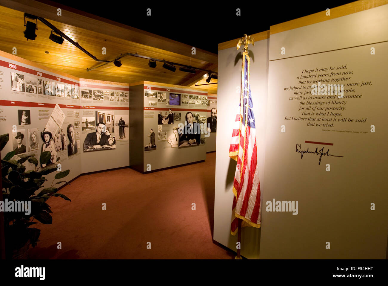 Das Besucherzentrum in der Lyndon B. Johnson National Historical Park (Johnson City District) beherbergt Exponate und Filme. Stockfoto