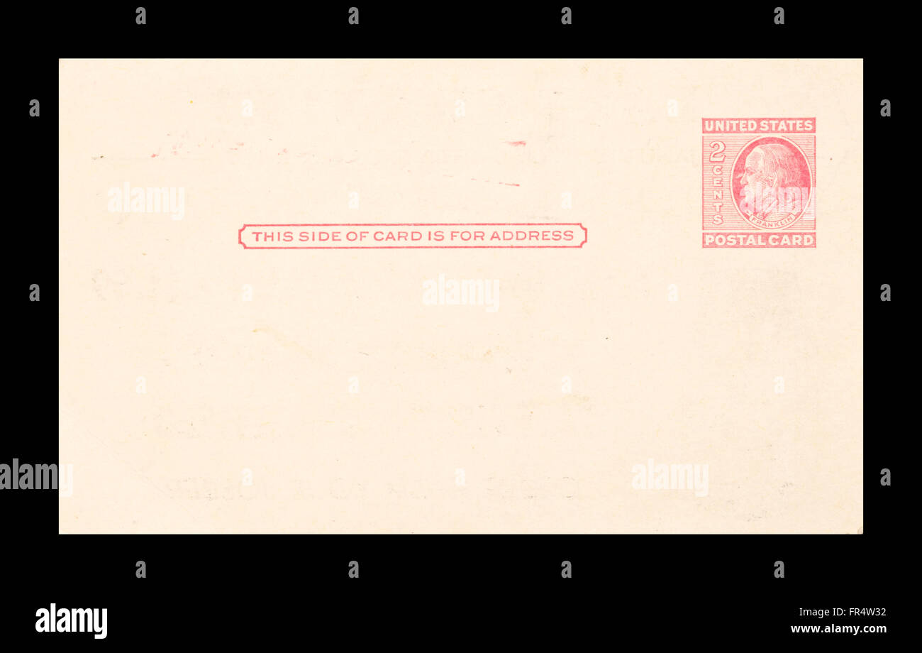 Nicht verwendete Postkarte aus den Vereinigten Staaten, Ben Franklin darstellen. Stockfoto