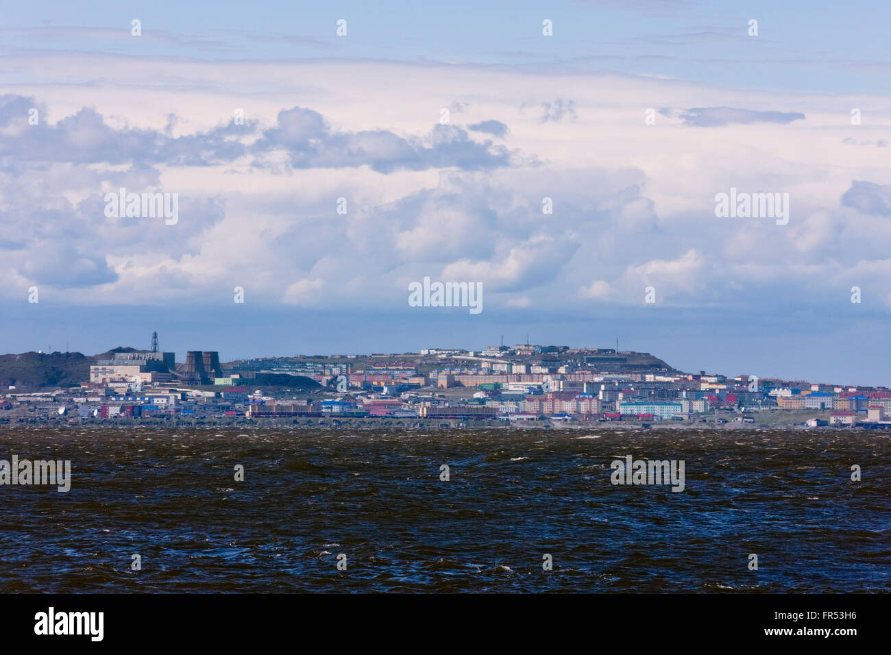 Stadtbild von Anadyr, Chukotka autonomes Okrug, Russland Stockfoto