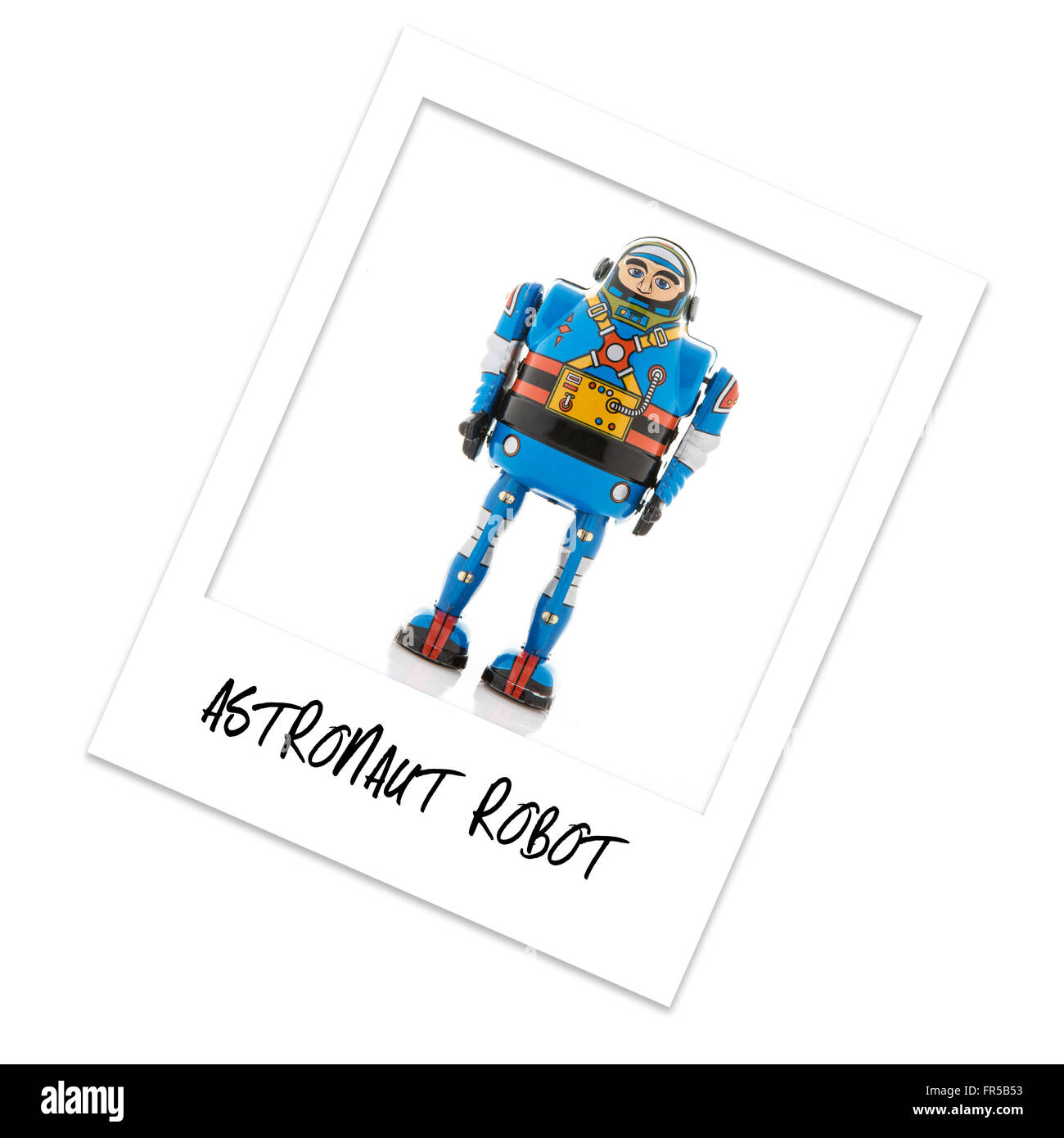 Polaroid-Foto-Astronaut Roboter Stockfoto
