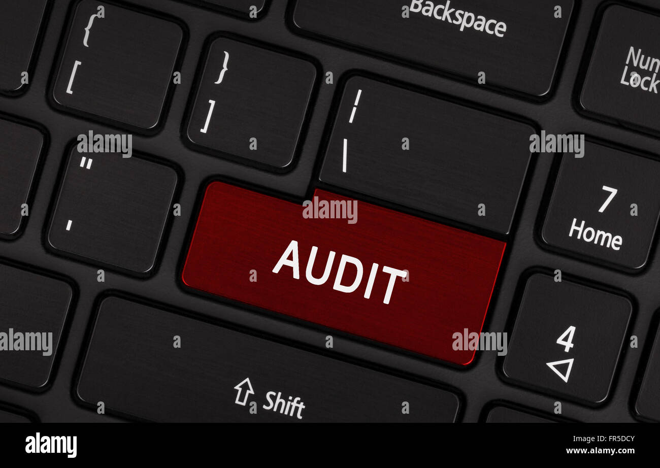 Audit-Text auf rote Taste - Finanz- und Business-Konzept Stockfoto
