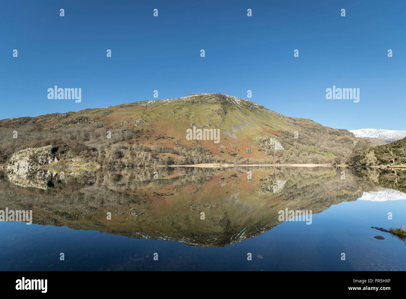 Llyn Gwynant See A498 unterwegs, um Beddgelert in den Snowdonia National Park Nord-Wales Stockfoto