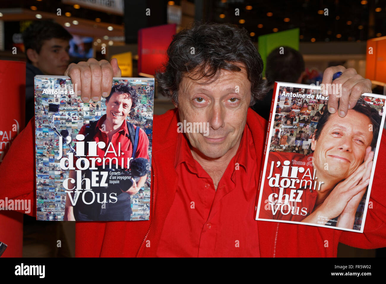 Paris, Frankreich. 20. März 2016. Antoine de Maximy in Widmung auf der Buchmesse in Paris, Frankreich. Bildnachweis: Bernard Menigault/Alamy Live-Nachrichten Stockfoto