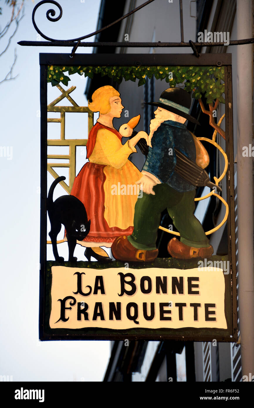 Restaurant La Bonne Franquette Paris Frankreich Französisch (Montmartre, es war hier, Treffpunkt der Künstler Pissarro, Sisley, Cézanne, Toulouse-Lautrec, Monet, Renoir, Zola et Vincent Van Gogh) Stockfoto