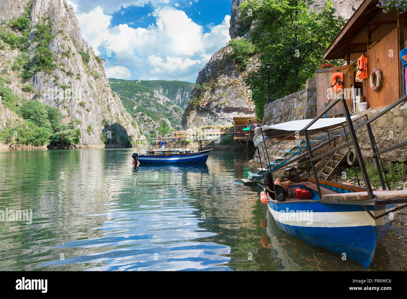 Republik Mazedonien, Saraj, die See und Canyon Matka, angetrieben vom Fluss Treska Stockfoto