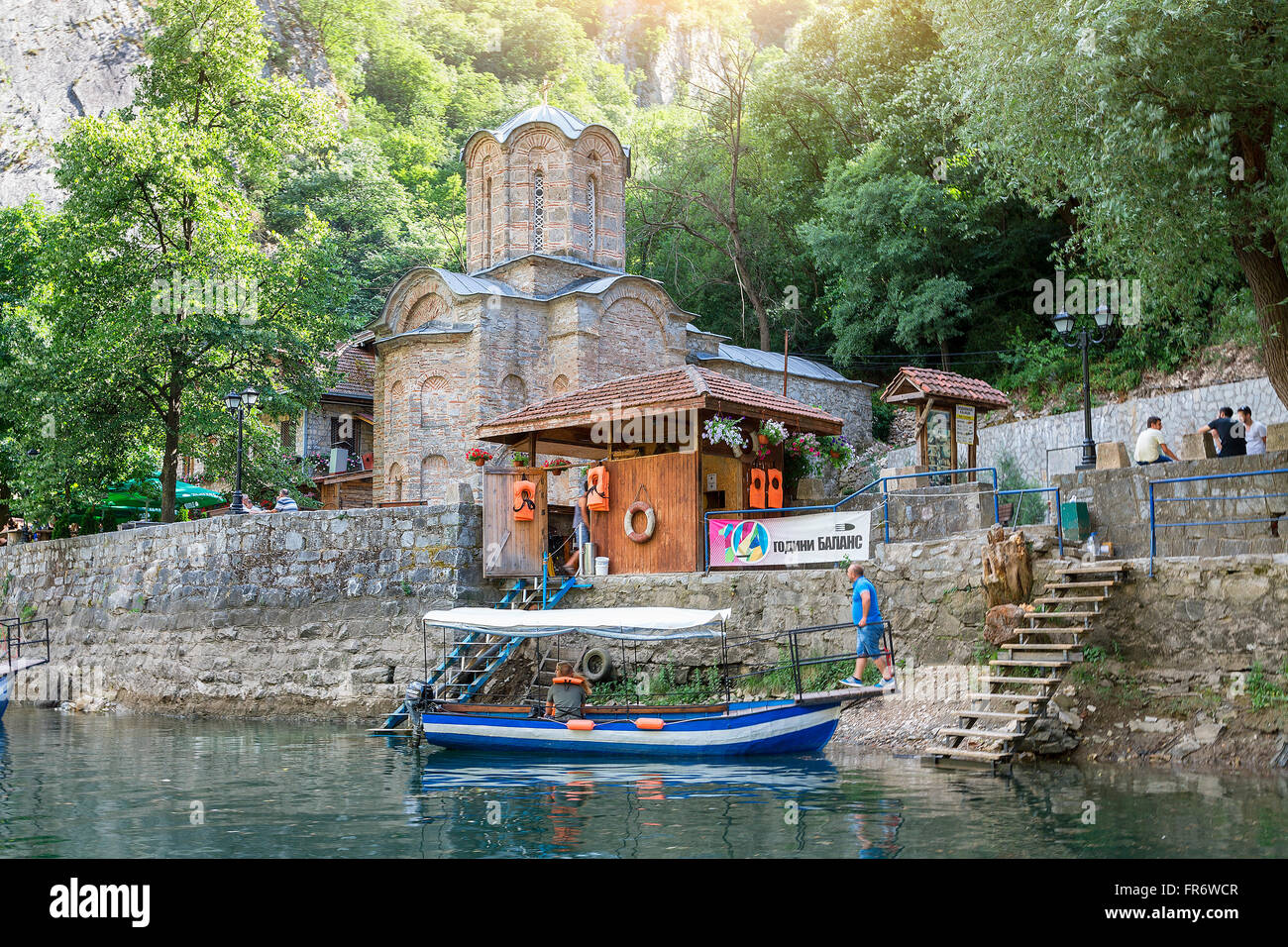 Republik Mazedonien, Saraj, die See und Canyon Matka, angetrieben vom Fluss Treska Stockfoto