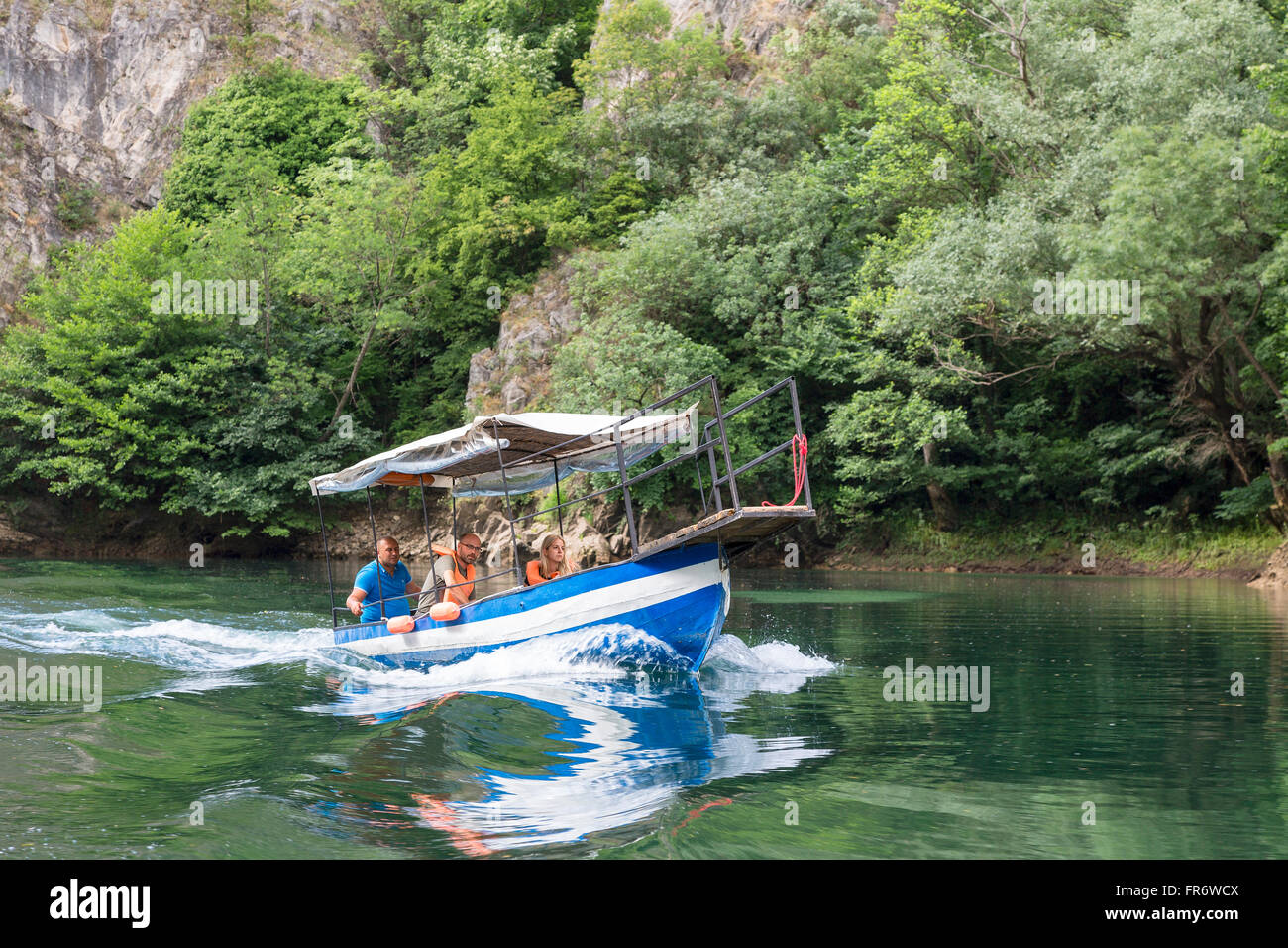 Republik Mazedonien, Saraj, die See und Canyon Matka, angetrieben vom Fluss Treska Stockfoto
