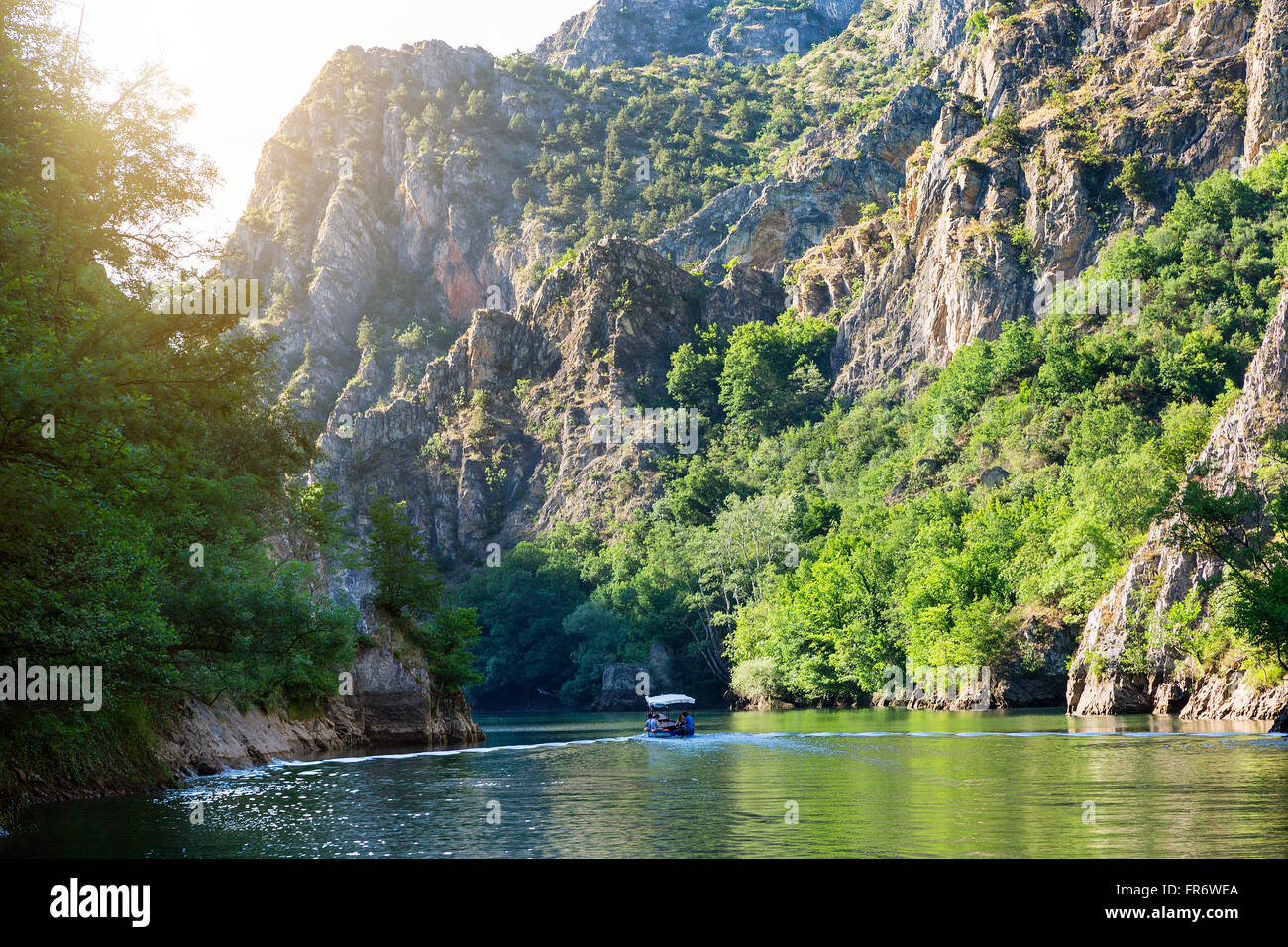 Republik Mazedonien, Saraj, die See und Canyon Matka, angetrieben vom Fluss Treska Stockfoto