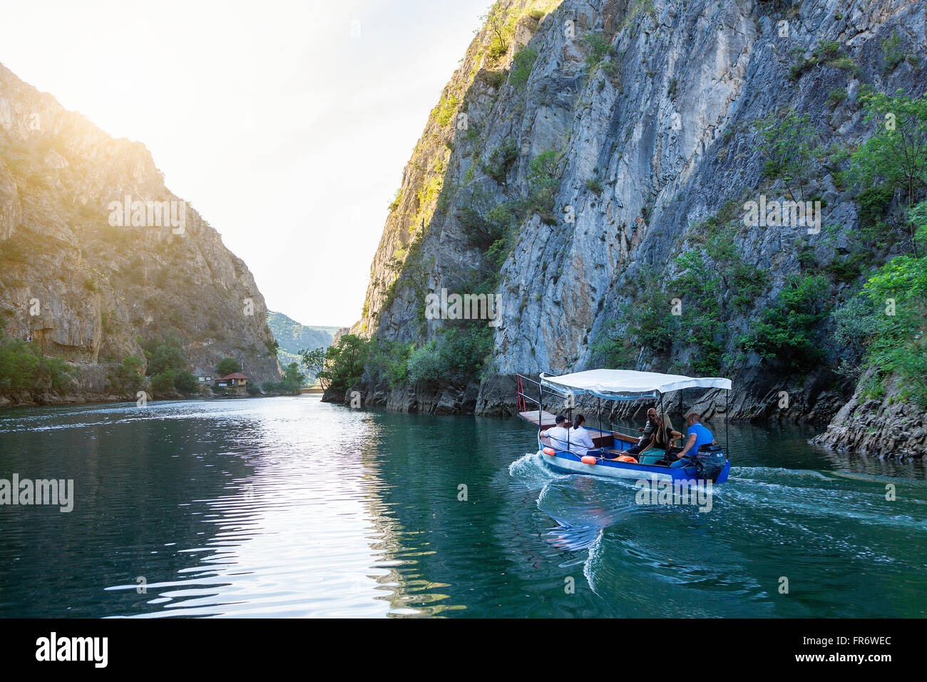 Republik Mazedonien, Saraj, die See und Canyon Matka, angetrieben vom Fluss Treska Stockfoto